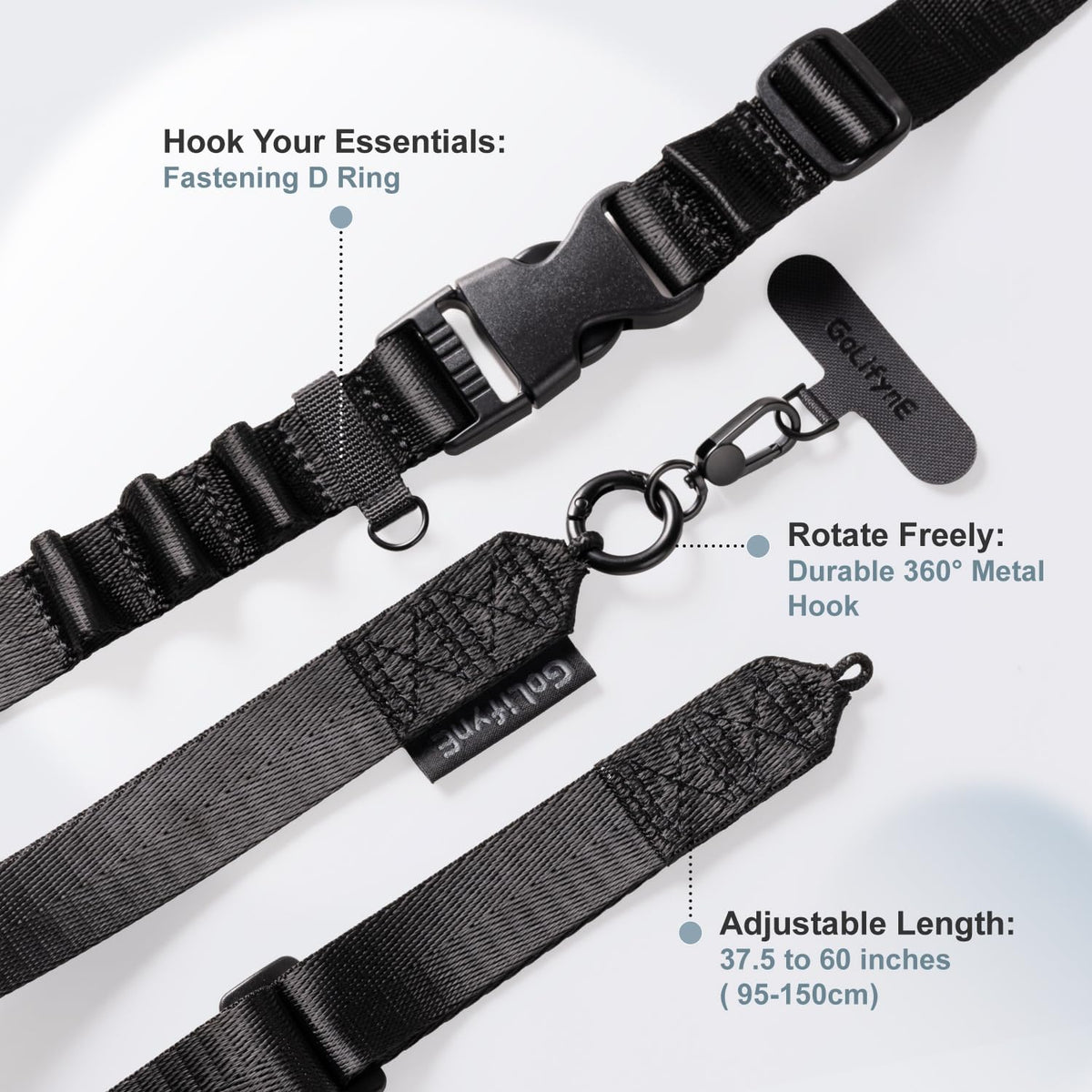 25mm Crossbody Phone Lanyard, Anti-Theft Crossbody Phone Strap for iPhone 16 Pro Max and Most Smartphones, Cell Phone Neck Lanyard w/ 2 Non-Adhesive Tether Tabs for Men and Women, Army Green