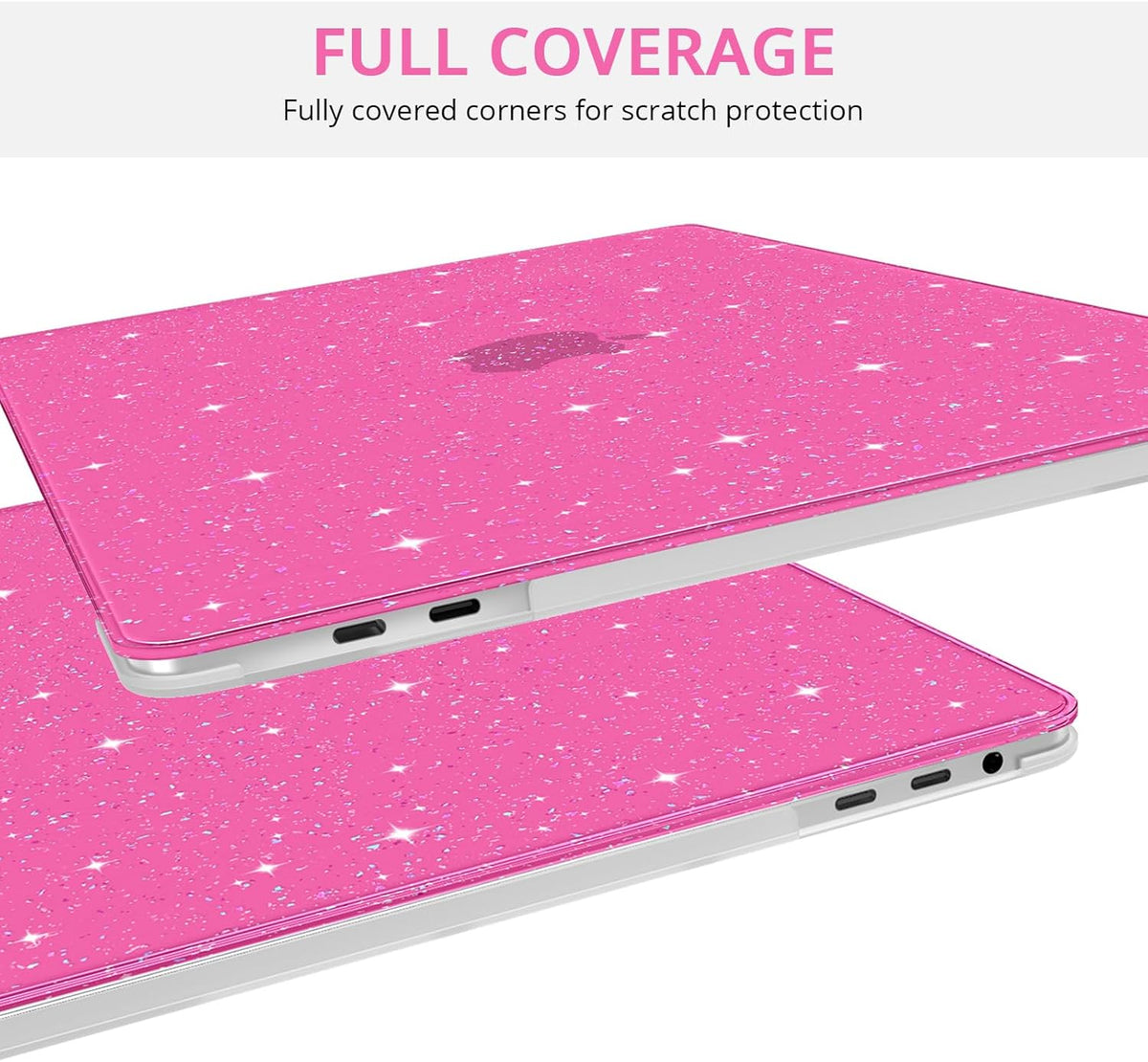 Anban Compatible with MacBook Pro 13 inch Case M2 M1 2025-2016 A2338 A2251 A2289 A2159 A1989 A1706 A1708, Plastic Hard Shell+Keyboard Cover+Screen Skin for MacBook Pro 13.3 inch Case, Shiny Hot Pink