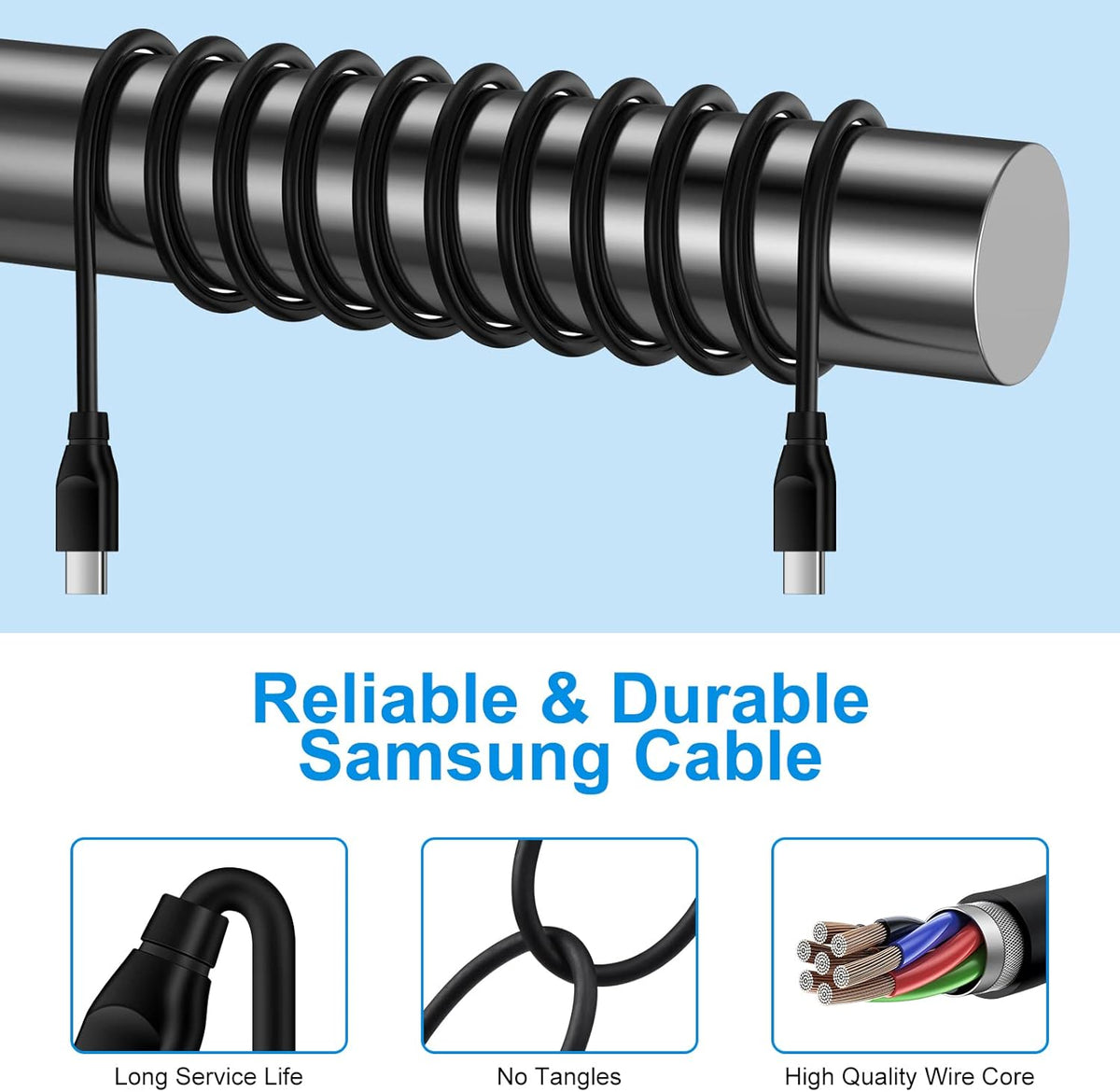 Samsung S25 A16 5G Fast Charger Type C,20W USB C Charger Block & 9FT Long USB C to USB C Cable Fast Charging for Galaxy A54 S24 S23 S22 Ultra Plus A14 A23 A53 A13 S21 S20 S10 A12 A03S Note 20 10