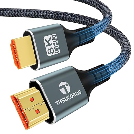 Thsucords 8K 4K HDMI Cable 3.3FT, High Speed Braided HDMI to HDMI 2.1 Cord Supports 8K@60Hz, 4K@120Hz 144Hz 48Gbps Compatible with Roku TV/PS5/HDTV/Blu-ray
