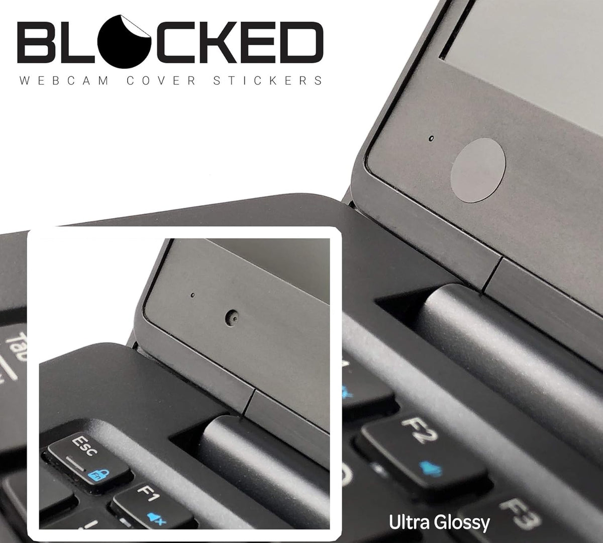 Stackable Webcam/Camera Vinyl Covers | 95 Low-Tack Restickable Webcam Stickers | 5-Sizes | Black 95-Pack (Ultra Glossy)