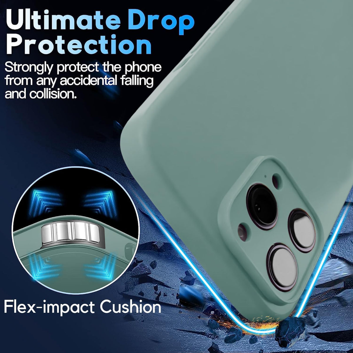 Blaspins Crossbody Lanyard Strap Case for iPhone 13, Neck Cross Body, Adjustable Holder Removable, Drop Protection Shockproof, Hands-Free Silicone Case Cover 6.1 inch, 150 cm Strap, iP13 - Pine Green