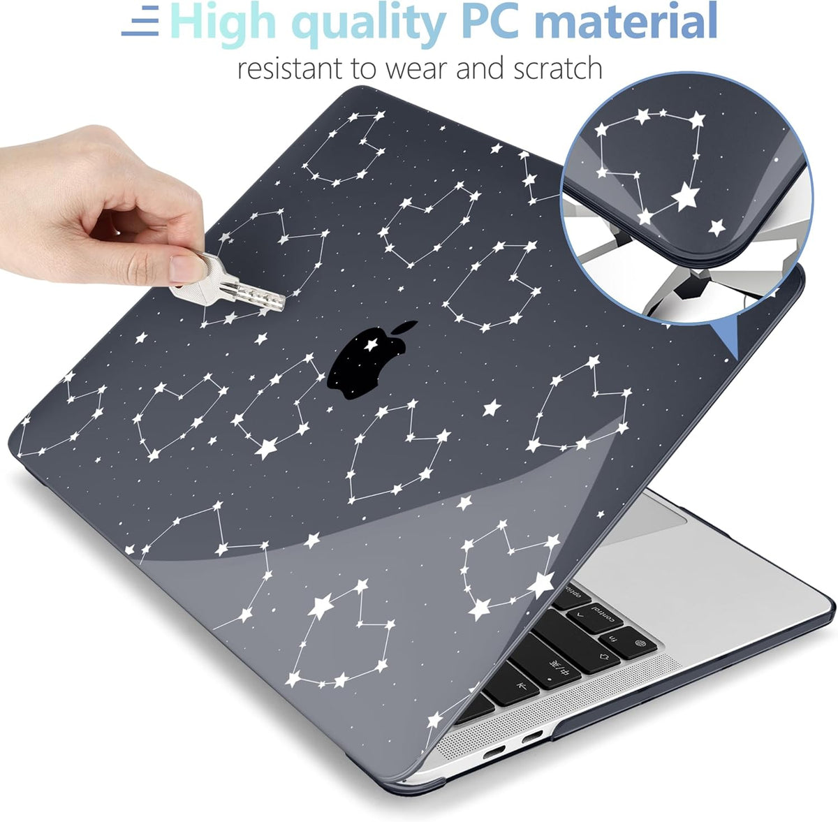 MEEgoodo Case for MacBook Pro 13 inch Case 2022 2021 2020 A2338 M2/M1 A2251 A2289, Laptop Hard Shell with Keyboard & Camera Cover Compatible with 13 inch MacBook Pro,Constellations & Hearts