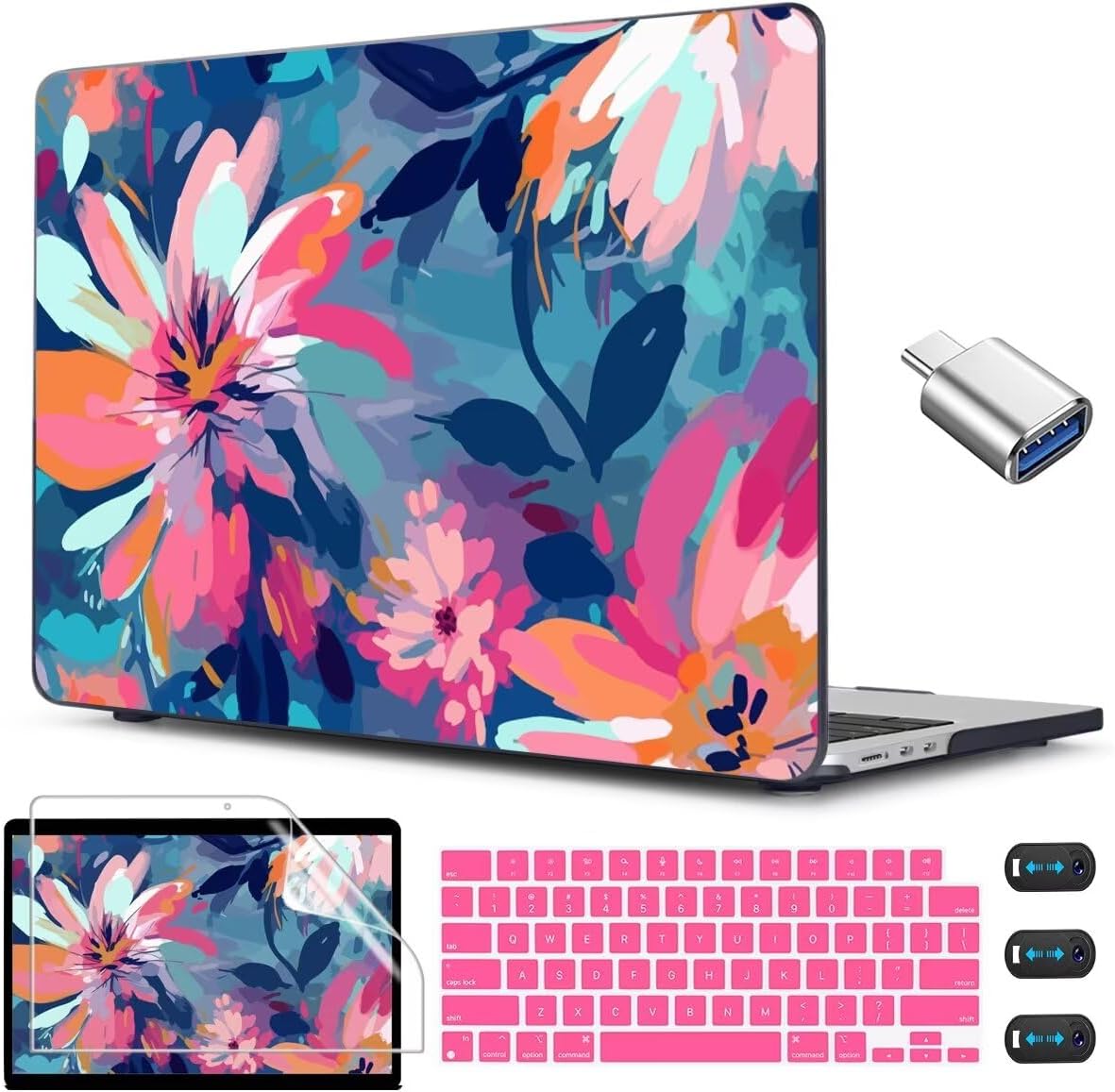 CISSOOK Compatible with MacBook Air 13.6 inch Case 2025 2024 2023 2022 Release M4 M3 M2 Chip A3240 A3113 A2681, Plastic Hard Shell Case &Keyboard Cover& Screen Protector, Muti-Color Painting