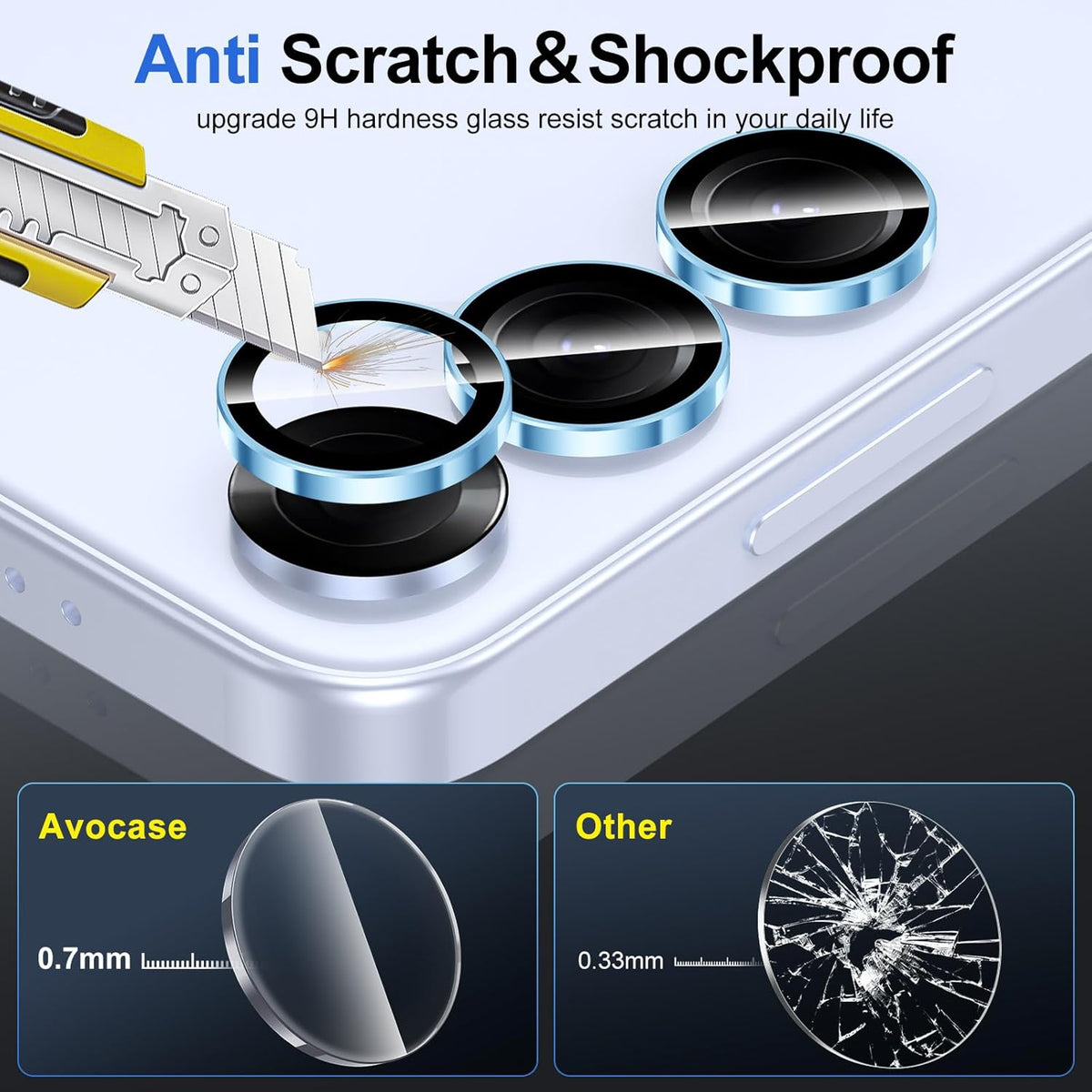 for Samsung Galaxy S25 Camera Lens Protector, Individual Metal Ring Tempered Glass Lens Cover, [Strong Adsorption] Scratch Resistant Ultra-Thin HD Clear Lens Cover, 1 Set-Blue Ring