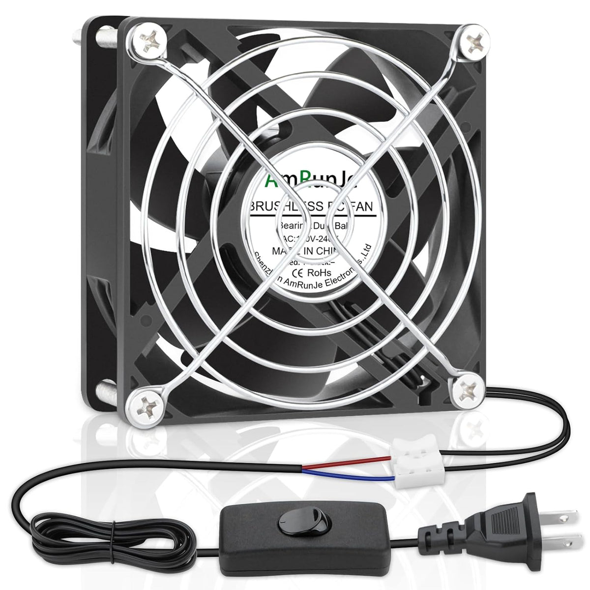 80mm 25mm 110V 120V 220V 240V EC Axial Cooling Fan x AC Ball Bearing Low Watt for PC Case, Projector, Cabinet, RV