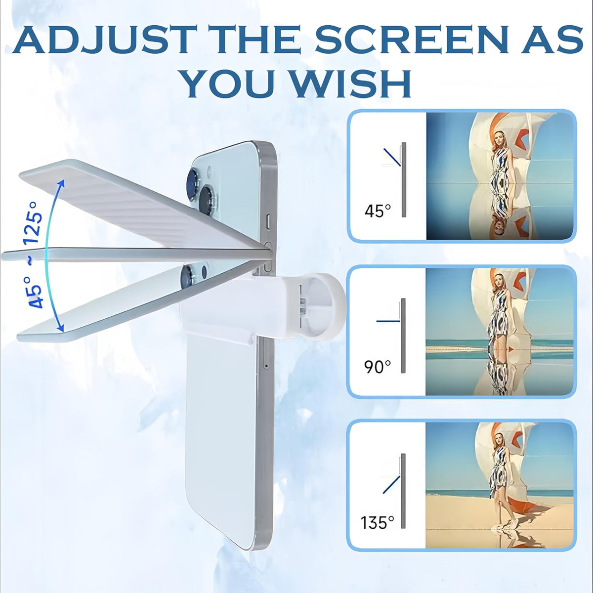 Mirror Effect Lens, Smartphone Camera Mirror Reflection Clip Kit Phone Camera Shooting Reflection Mirror Adjustable HD Glass Smartphone Photography Flip Mirror for All Phones (White+Black)