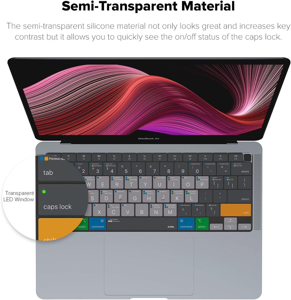 JCPal MacOS Shortcut Guide Keyboard Cover for 2020 MacBook Air 13" (US-Layout)