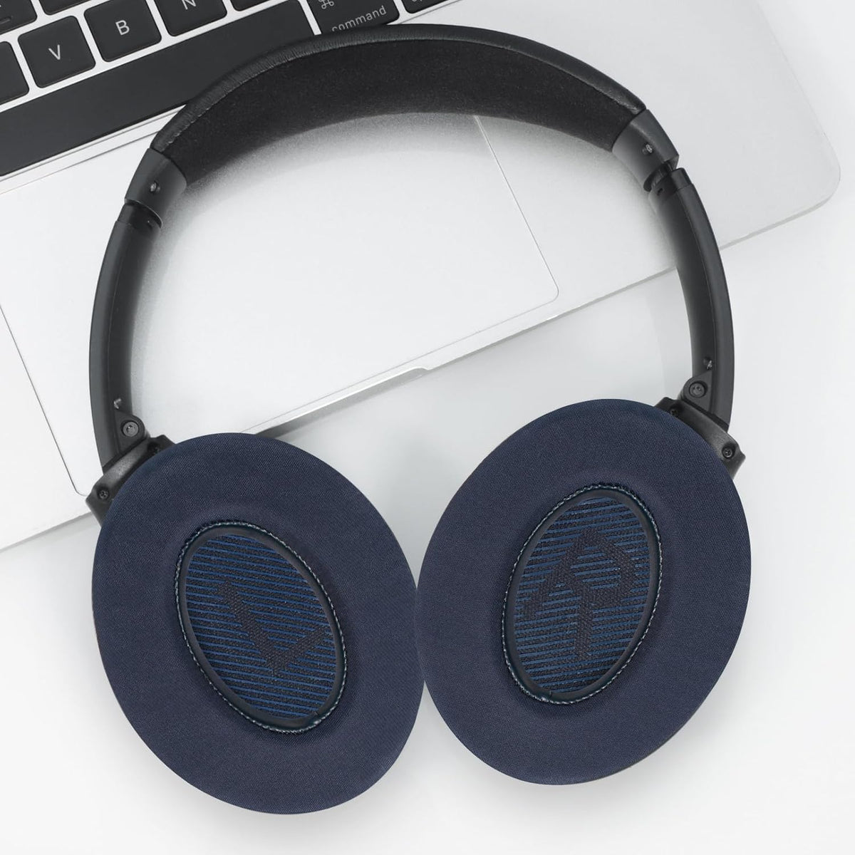Full Cooling Gel Replacement Earpads for Bose Quiet Comfort QC35 Headphones Ear Pads Cushions with Breathable Ice Silk Fabric, High-Density Noise Cancelling Foam - Blue