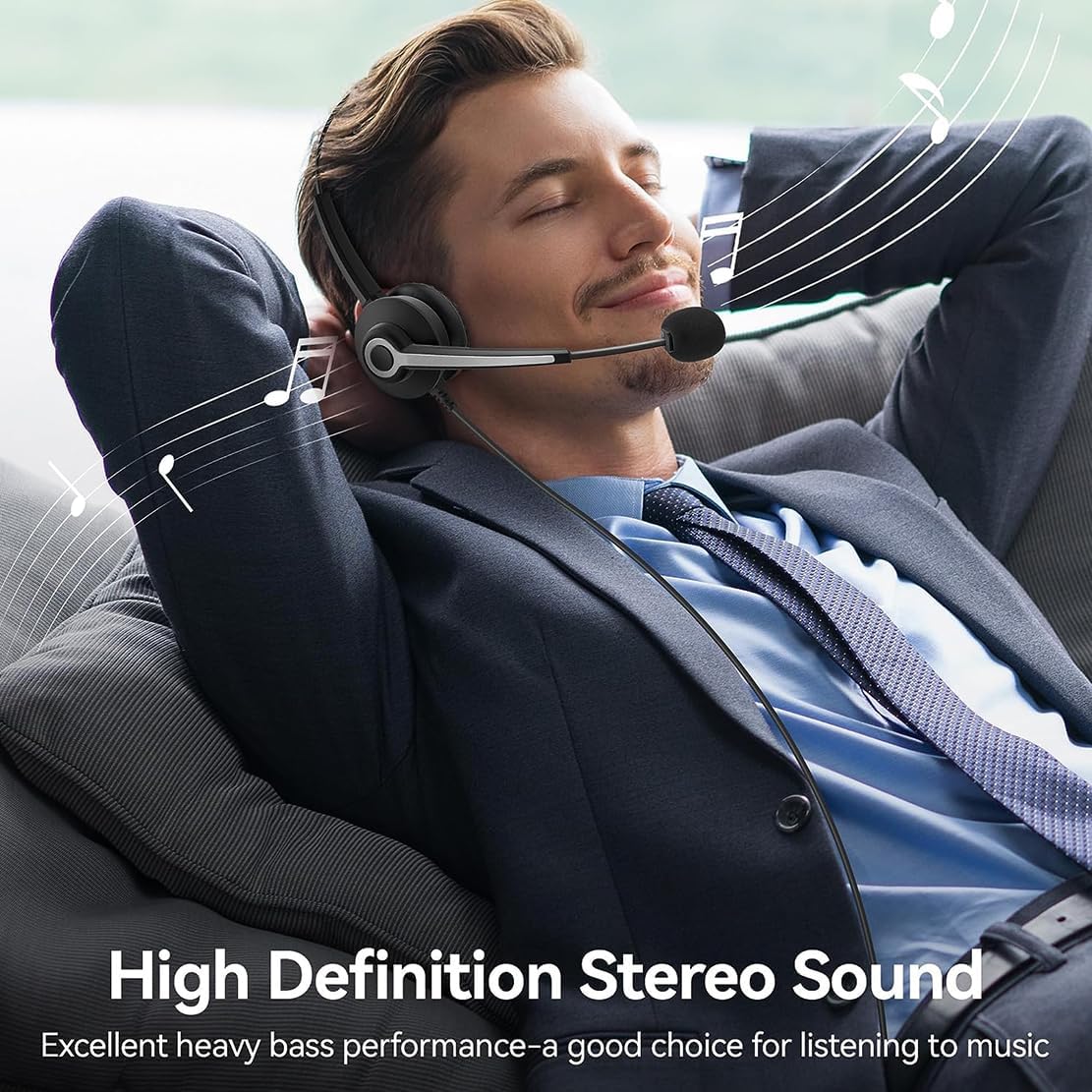 Wantek Monaural Corded USB Headsets with Noise Cancelling Mic and in-line Controls, UC Business Headset for Skype, SoftPhone, Call Center