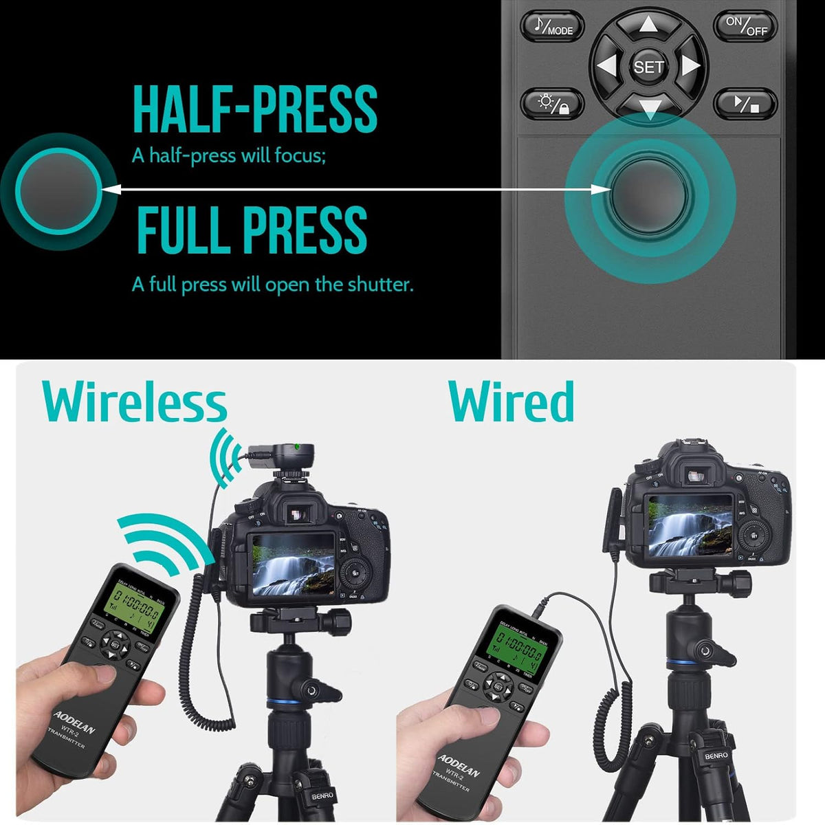 Wireless Shutter Camera Remote Intervalometer Timer Compatible with Nikon D3, D4, D4s, D5, D6, D800, D850, D810, D700, D500, D300, D200, F6, F100, F5, F90, N90s, D1X, D2H; Replaces Nikon MC-30A