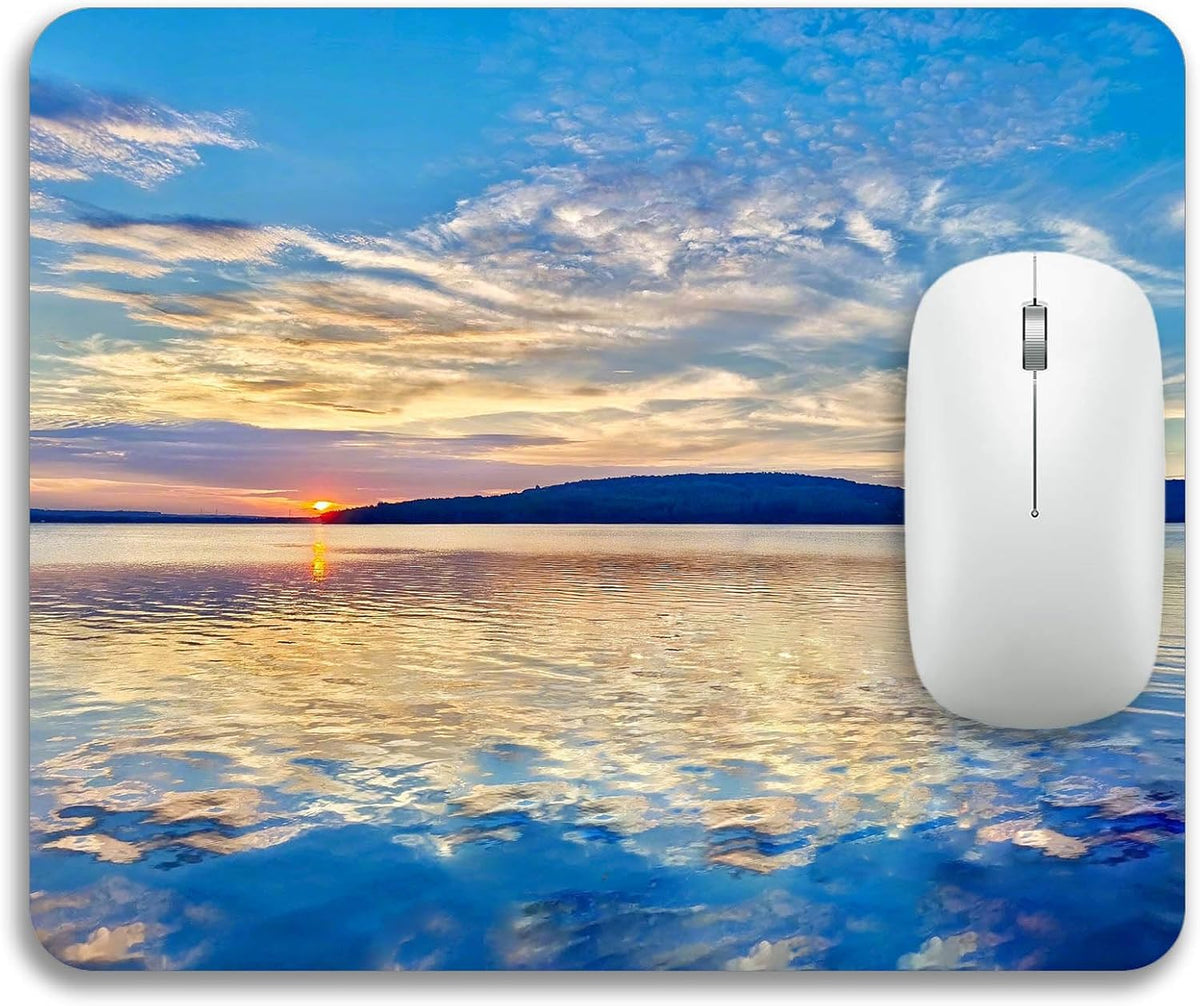Beautiful Lake and Mountains at Sunset Mouse Pad Mat Rectangle Non-Slip Rubber Base Computer Mousepad