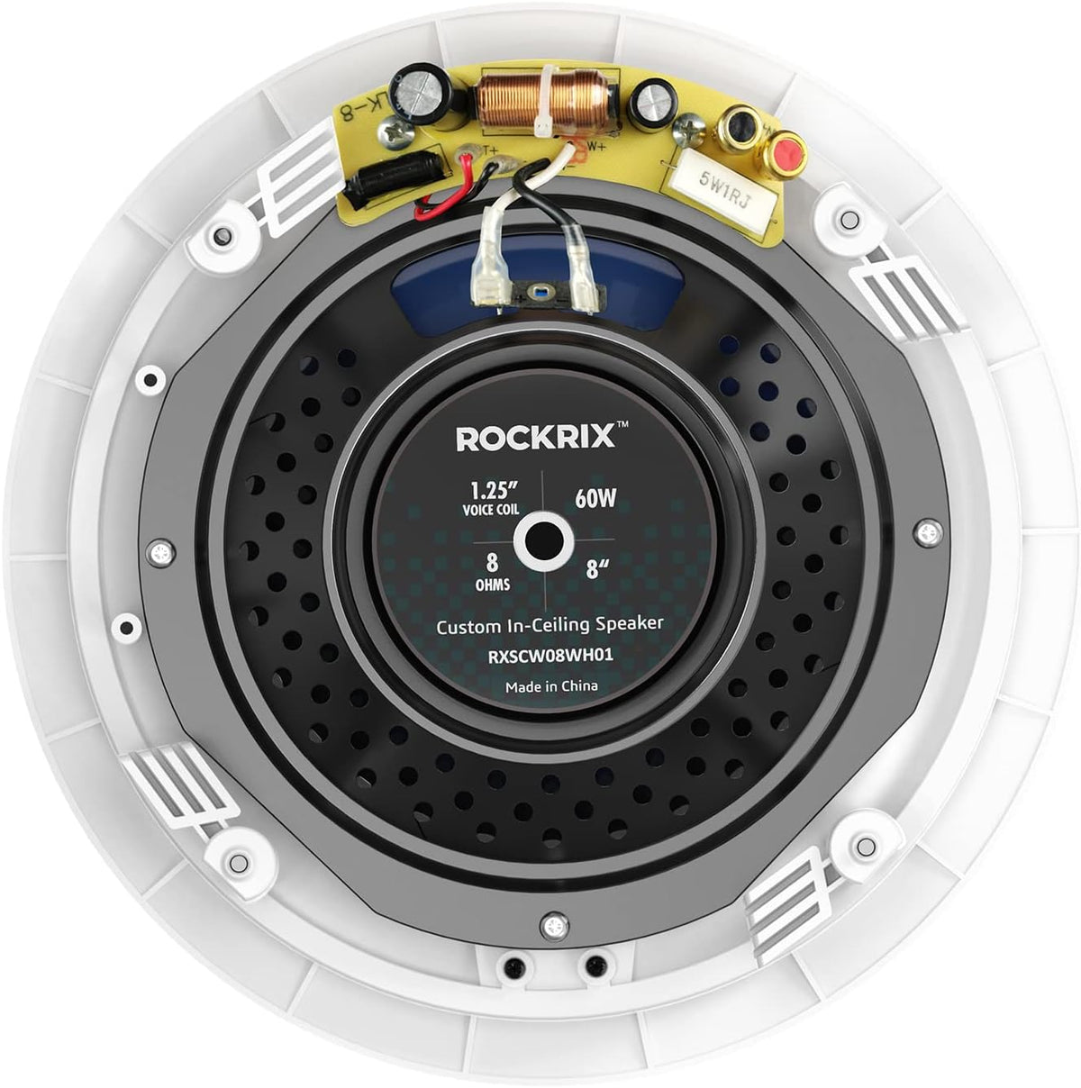 Audio 3-Way Premium in-Ceiling 8" Round Speaker, Dual 1-inch Silk Dome Tweeters, 9.5 Inch Cutout Diameter, Each, White