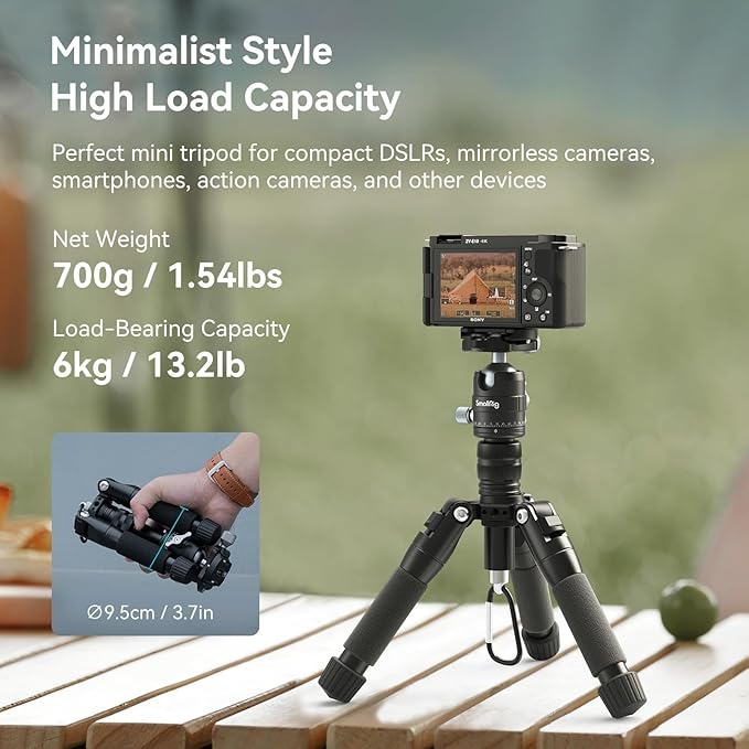 SmallRig VT-20 Aluminum Mini Tripod, 20" Desktop Tripod with 360° Ball Head, Compact Desktop Tripods for DSLR Camera Video Camcorder, Load up to 13lb/6kg