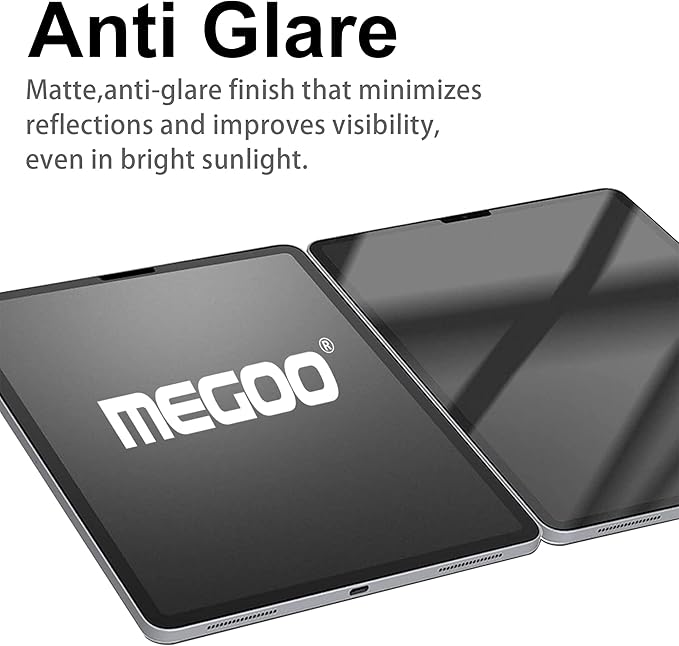 Megoo Paper Glass Screen Protector for iPad Air 11 inch M2-M3(2024-2025 6/7th Gen), Matte for Drawing/Anti-Glare/Easy Installation/Protective Case Compatible,2-Pack