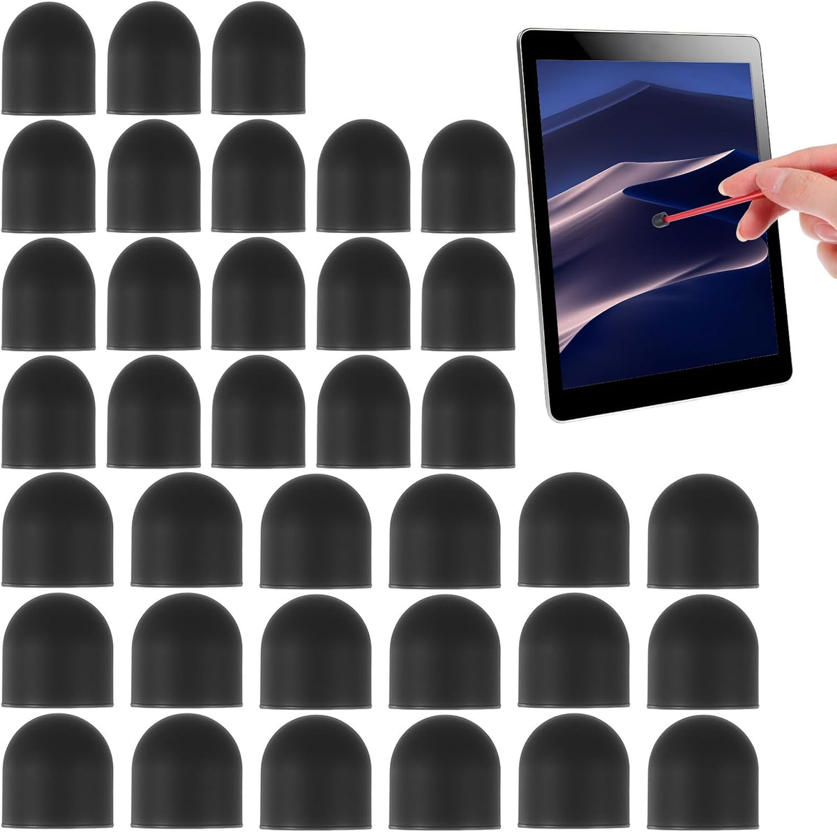 36Pcs Rubber Tips for Stylus Pens, 0.2'' & 0.28'' Universal Stylus Tips, Replacement Soft Nibs for Touch Screen Pen, High Sensitivity, No Scratches