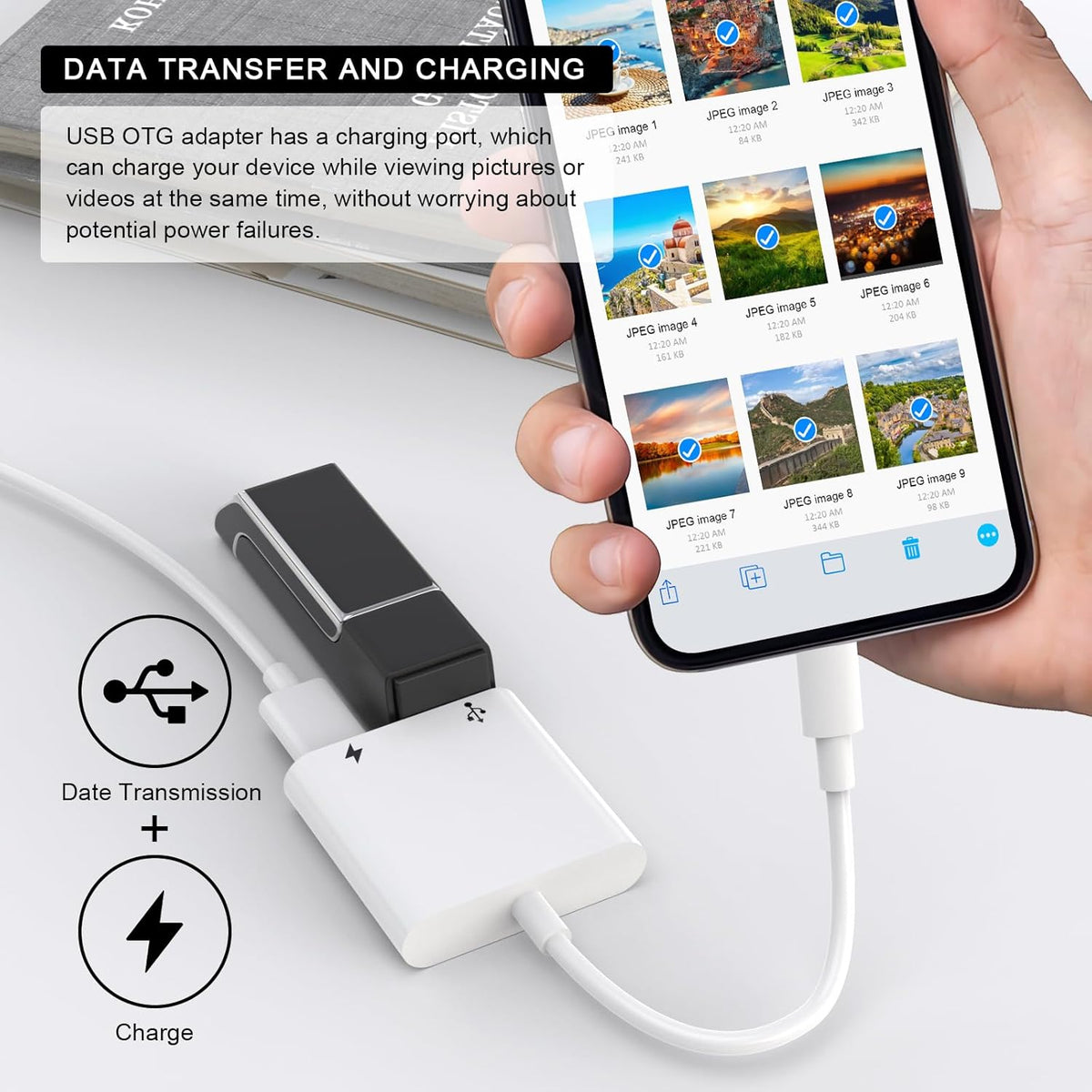 [Apple MFi Certified] Lightning to USB OTG Adapter for iPhone 14, USB3.0 Camera Adapter with Fast Charging Port for iPhone14/13/12/11/XS/X/8/7/6/SE/iPad/Card Reader/USB Flash Drive/Keyboard/Mouse