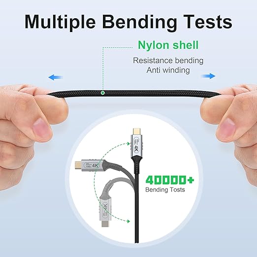 USB c Braided Data Extension Cable 20ft/6M USB c Extension Cable 20 gbps Data Transfer/100W Fast Charging/Video Output at 4K@60Hz for MonitorUSB Male to usbc-c Female Cable