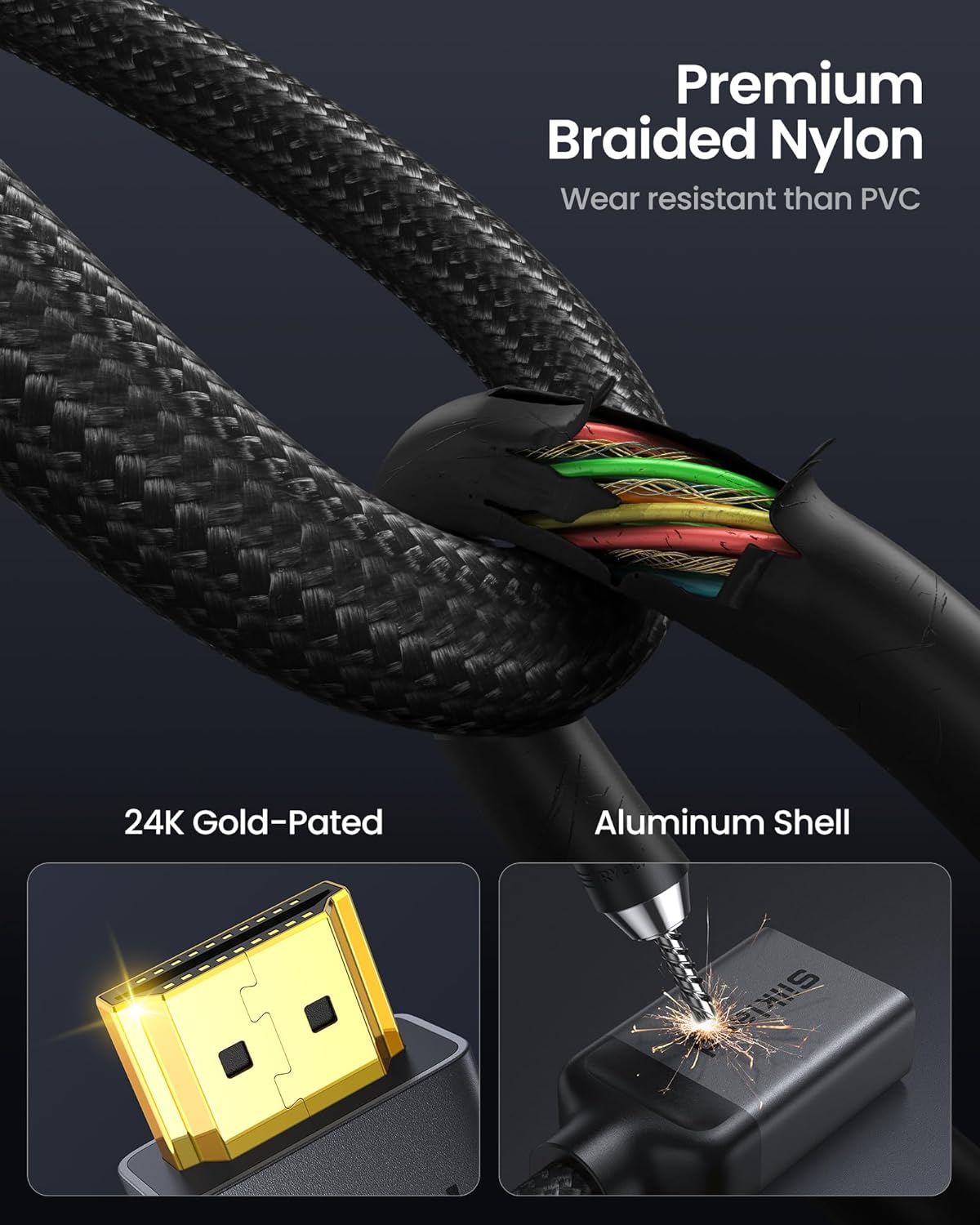 8K 5FT/1.5M 2.1, 8K@60hz 4K@120hz 48Gbps PS5/4 Silkland HDMI Extension Cable HDMI Extender HDMI Male to Female