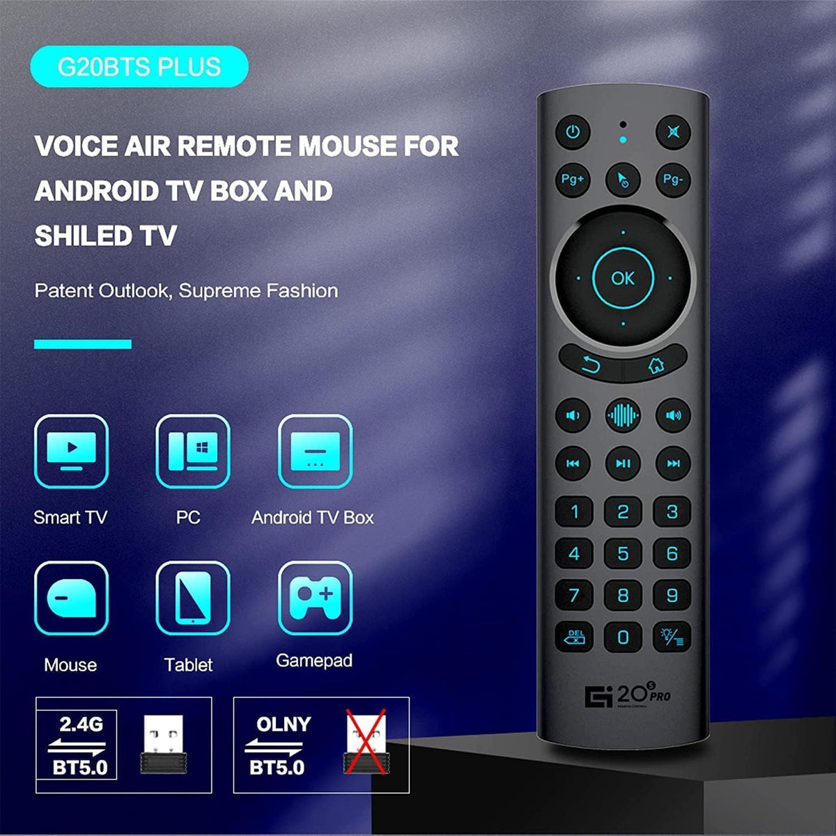 GREALT Bluetooth Voice Remote Control for Smart TVs, Universal Voice Remote Control with USB Transmitter Infrared