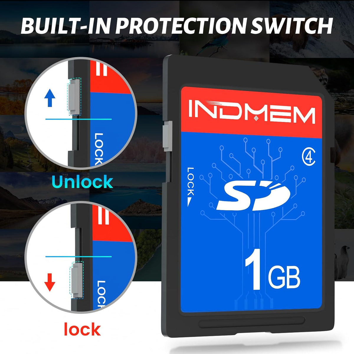 INDMEM SD Card 1GB, 6 Packs Class 4 1GB Flash Memory Card MLC Standard Secure Digital Cards Camera Card