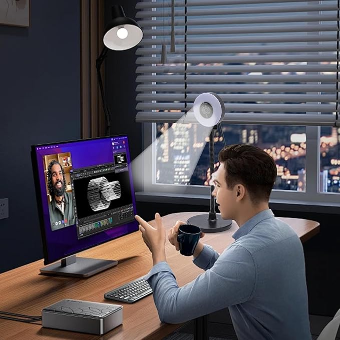 ciciglow 5MP Webcam with Microphone USB Web Cam with Fill Light Touch Control Bendable Rod HD Streaming Web Camera with Auto Focus for PC Computer Laptop Desktop