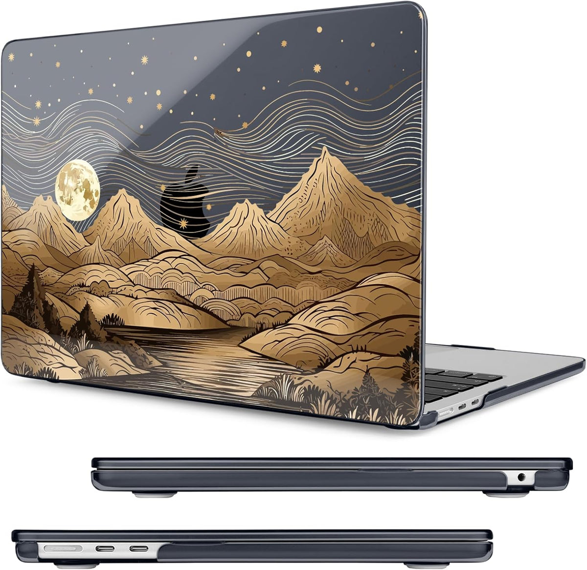 Compatible with MacBook Air 15 inch Case, M4 A3241/M3 A3114/M2 A2941 (Released 2025 to 2023), Hard Shell, Keyboard Cover, Screen Protector, Webcam Cover & Type-C Adapter, Mount