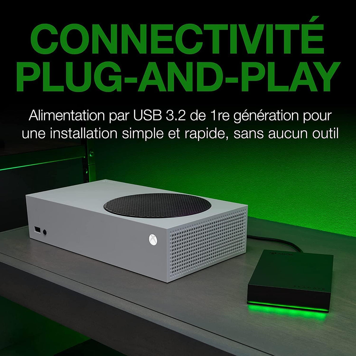 Seagate Game Drive for Xbox 2TB External Hard Drive Portable HDD - USB 3.2 Gen 1, Black with built-in green LED bar , Xbox Certified, 3 year Rescue Services (STKX2000400)