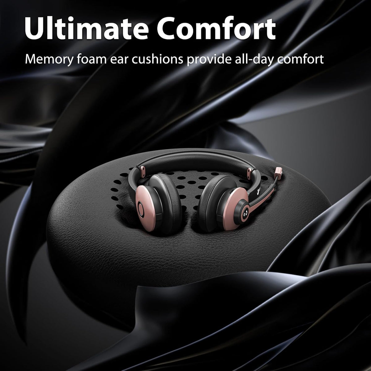 Wireless Headset with Mic for Work, Bluetooth Headphones with Microphone Noise Canceling & USB Dongle, Handsfree 26+ Hours Battery & Mute Button, for Office/Call Center/Laptop/MS Teams/Conference