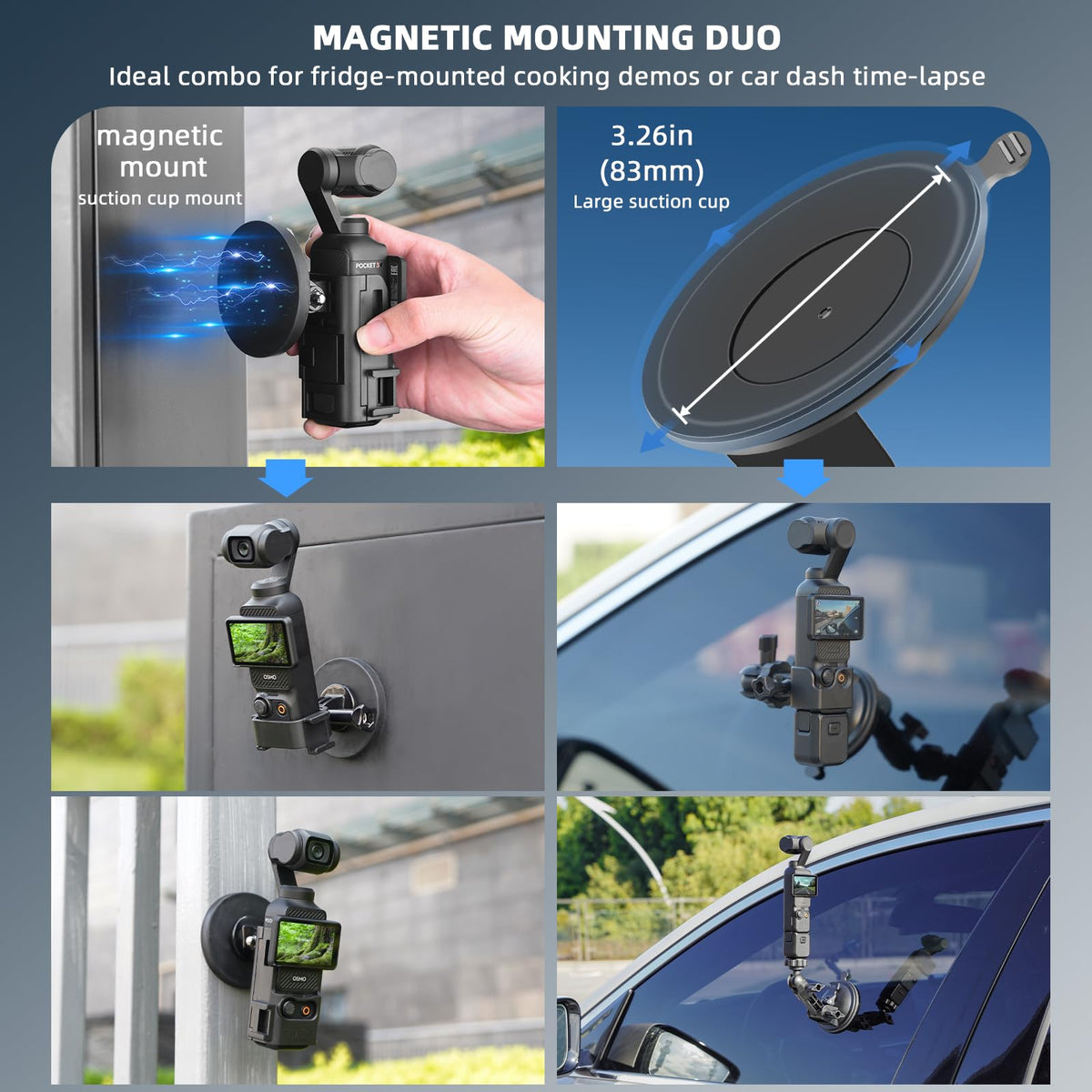 BRDRC 22 in 1 Pocket 3 Accessories Kit, Including Hard Case, Suction Car Mount, Tripod, Magnetic, Desktop Base, Selfie Stick, Chest Head Strap, Pocket