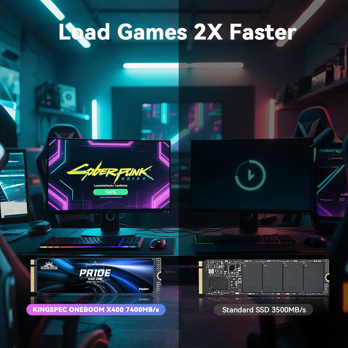 KingSpec OneBoom X400 2TB M.2 SSD Gen4 7300MB/s, TLC 3D NAND Internal NVMe SSD for Gaming & 4K Editing, Compatible with PC / PS5 / Laptop