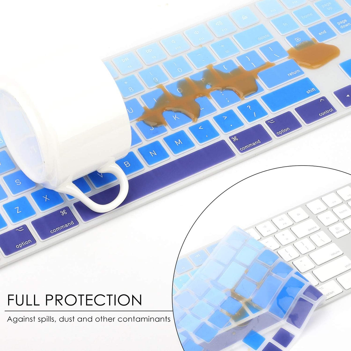 Allinside Ombre Blue Cover for Apple iMac Magic Wireless Keyboard with Numeric Keypad MQ052LL/A A1843 US Layout