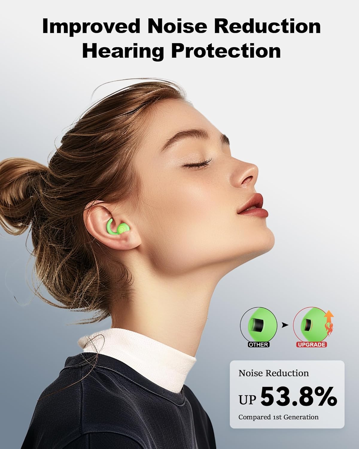 Ear Plugs for Sleeping - Noise Reduction Soft Silicone Earplugs, 2 Pairs Reusable Hearing Protection Earplugs for Noise Sensitivity, Sleep,Travel,Sound Reduction Noise Cancelling - Green