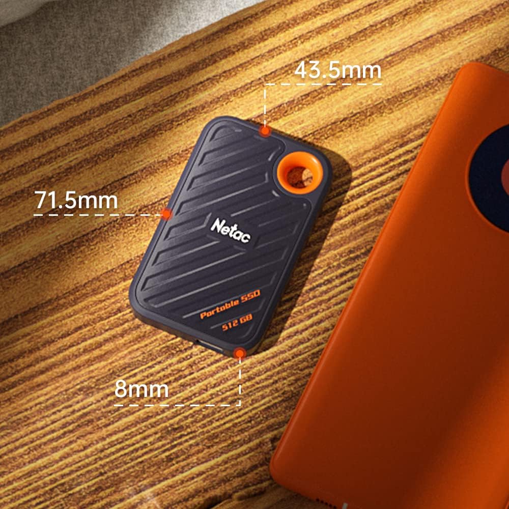 Netac 512GB Extreme Portable SSD External Solid State Drives Up to 2000MB/s Read 1700MB/s Write Speed, USB 3.2 Gen.2 Business Travel Essential Supports Win to Go Dust-Resistant