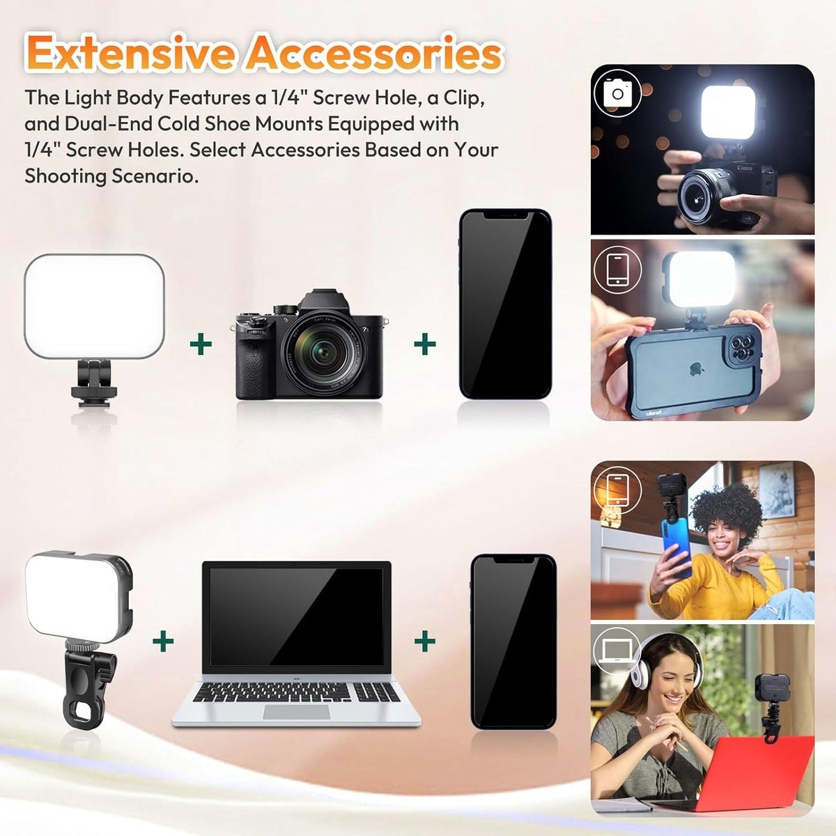 Ulanzi VL100X Selfie Light, Clip LED Light Panel for Phone/Laptop/Tablet/Computer, Bi-Color Portable Clip Camera Light with Dimmable 2500-6500K with 2000mAh Battery for Video Conference/Picture