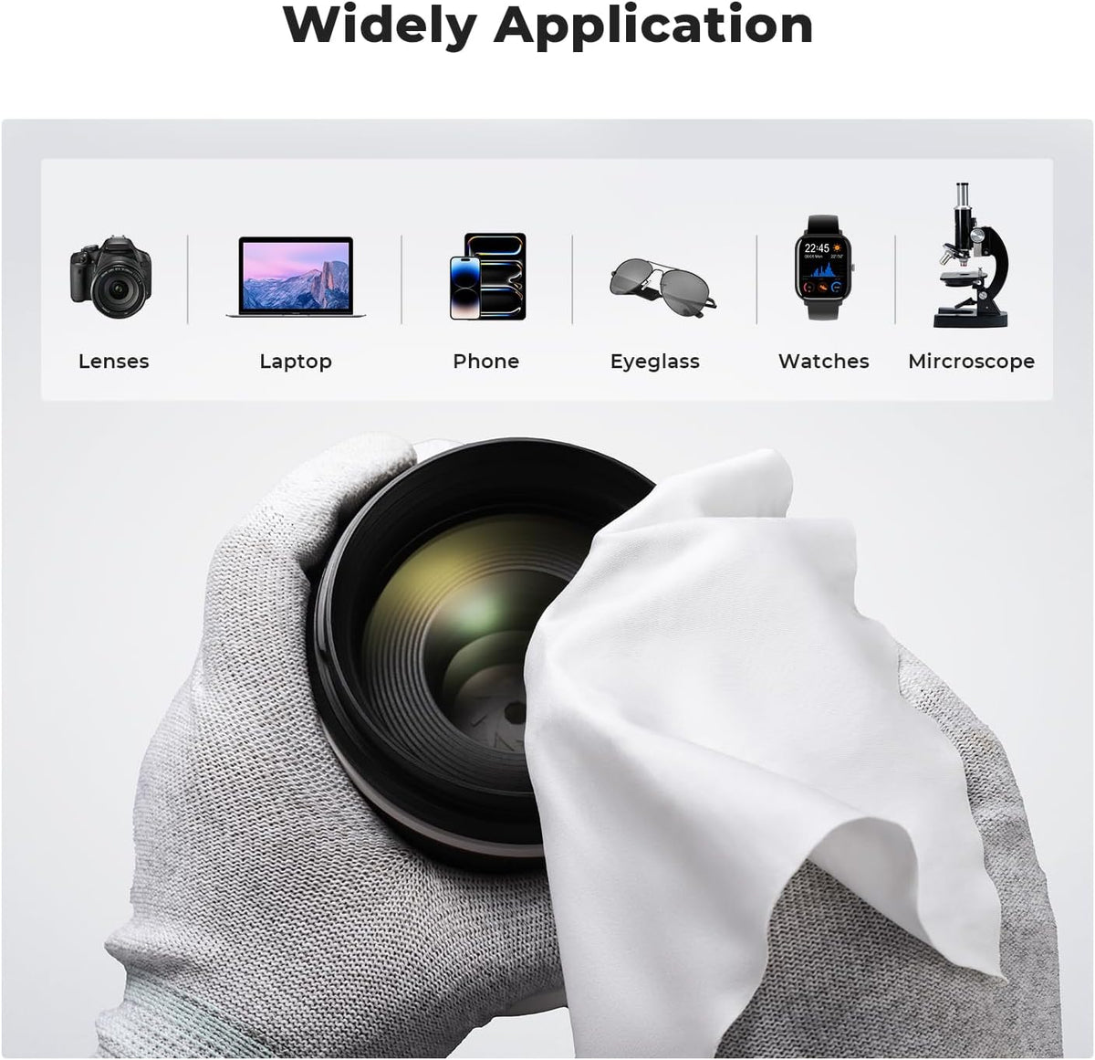 K&F CONCEPT 3 Pack Microfiber Cleaning Cloths, 6x6in Glasses Cleaning Cloths, Premium Camera Lens Cloth for Photography, Glasses, Screens & More