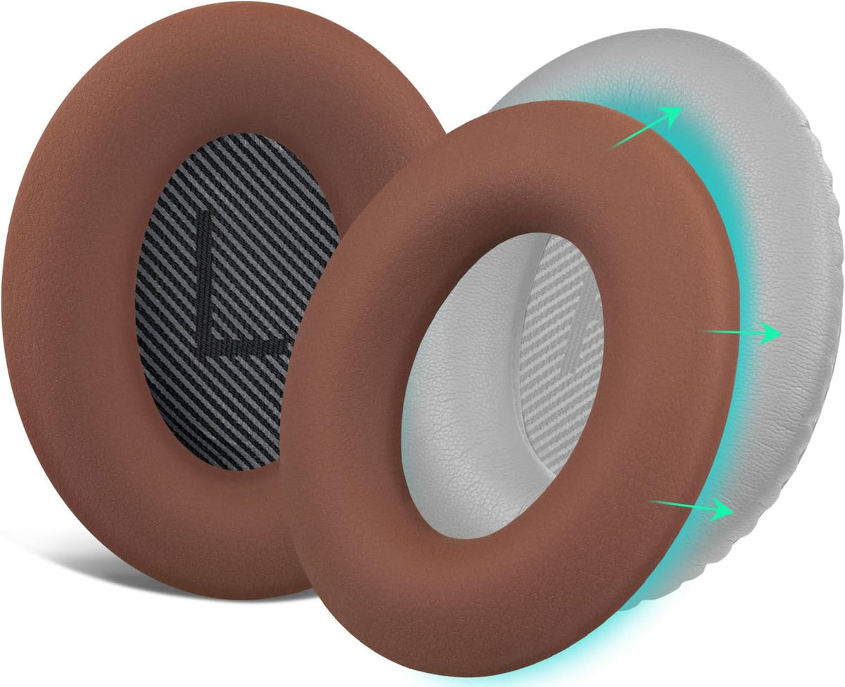 SOULWIT Silicone Ear Pads Cover Protector for Bose QuietComfort QC15 QC25 QC2 QC35 QC45/Ae2 Ae2i Ae2w/SoundTrue & SoundLink AE Headphones Cushions, Sweatproof, Easily Washable - Coffee