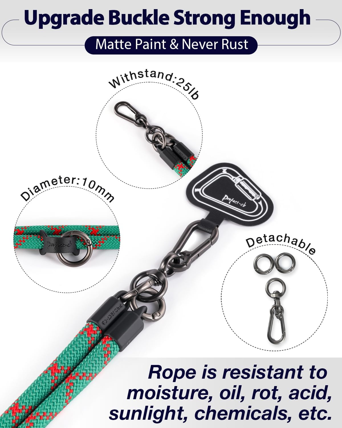 project-cb Cell Phone Lanyard ×1, Tether Tab ×2, Universal Adjustable Phone Strap, Crossbody, Neck Phone Lanyard, Rope Strap
