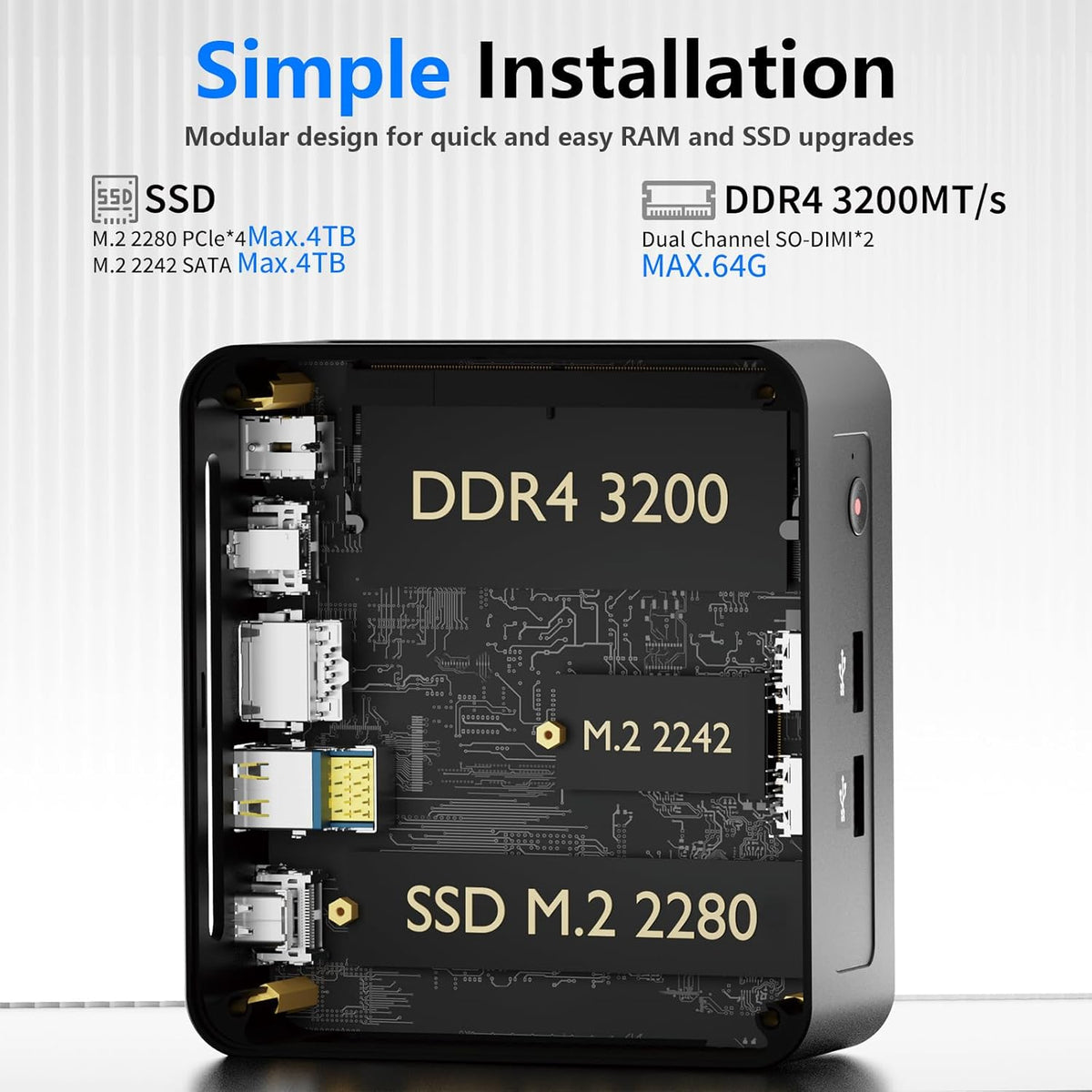 Mini Desktop Computer, Intel Core i5-12450H (Up to 4.40GHz), 16GB DDR4 RAM, 1TB M.2 SSD, Mini PC Supports Triple 4K Display, USB 3.2, Wi-Fi 6, BT 5.2, RJ45 2.5G