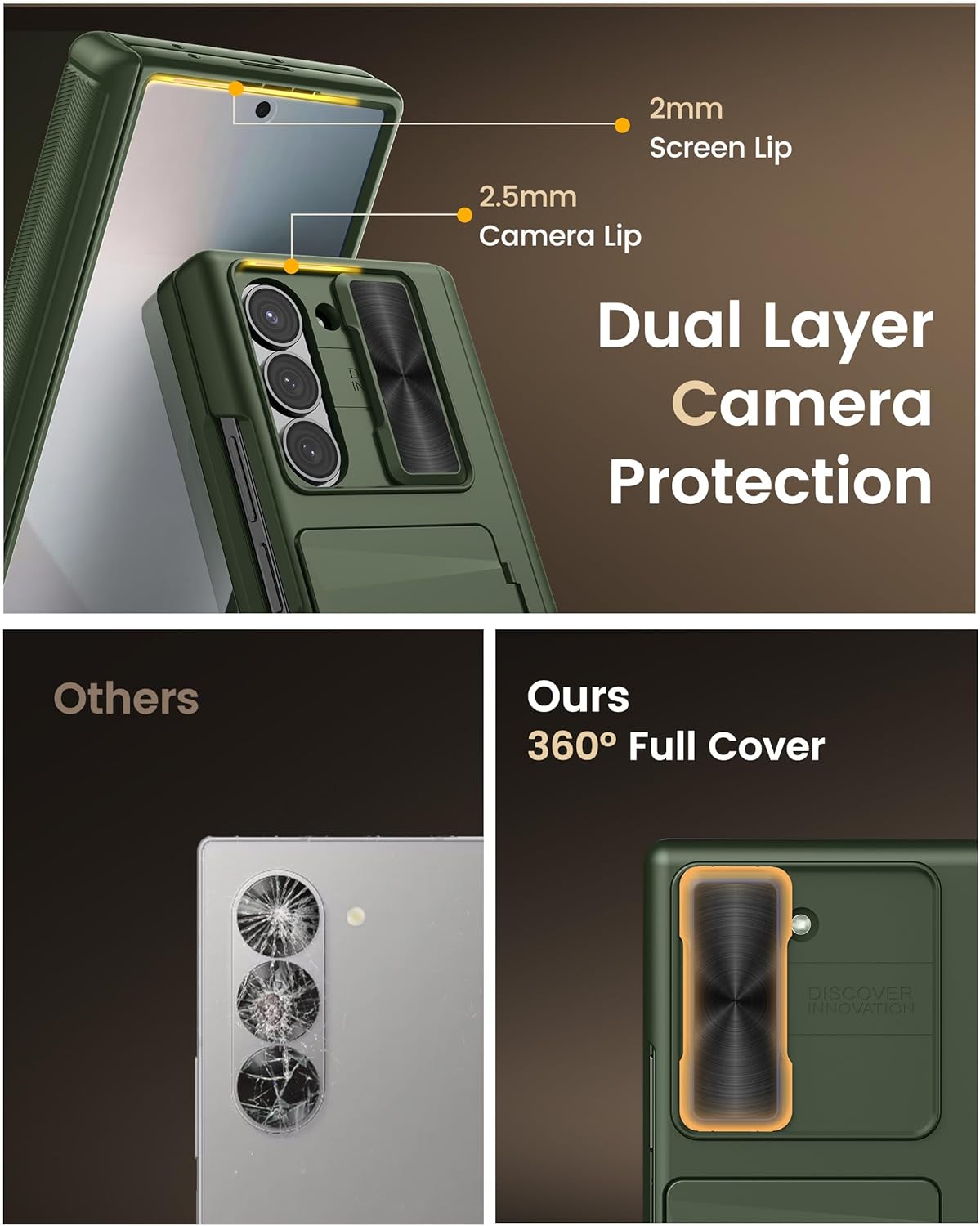 Vihibii for Samsung Galaxy Z Fold 6 Case with Belt Clip Holster & Card Holder & Screen Protector & Camera Cover & Hinge Protection, Full Body Cover Sturdy Wallet Phone Case for Galaxy Z Fold 6, Green