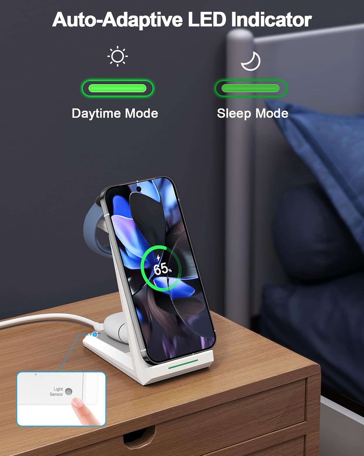 NANAMI Wireless Charger for Google - 3 in 1 Wireless Charging Station Fast Charger Stand Dock for Pixel 9 Pro XL/9/Fold/8/7/7A/6,Buds Pro 2/Pro, Watch 3/2,Fitbit Versa 4/Sense 2(Not for Pixel Watch 1)