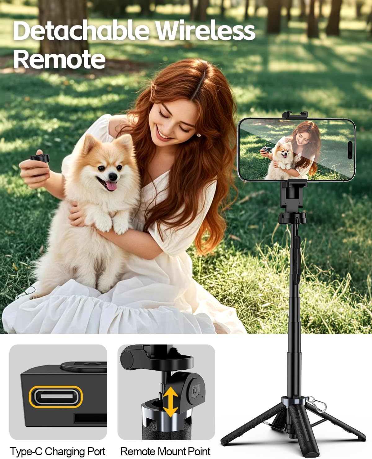UBeesize Mini Selfie Stick Tripod with Remote, Pocket-Size Phone Stand for iPhone 16 Pro Max/Android, 360° Rotating Holder for Travel, Vlogging, TikTok, Live Streaming