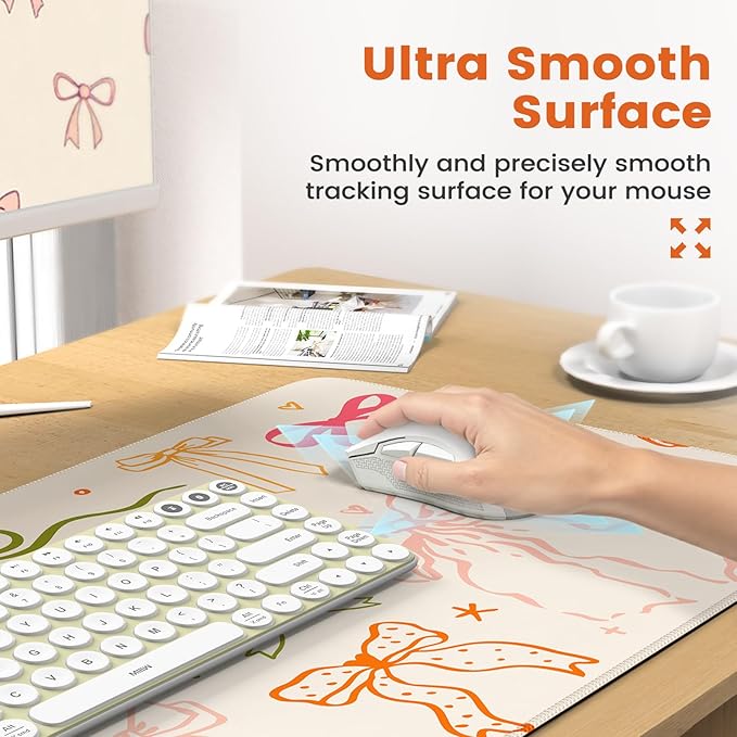 iCasso Desk Pad Mat Large Mouse Pad and Keyboard Wrist Rest Set Desk Protector Mat4in1 Ergonomic Carpal Tunnel Keyboard Pad with Wrist Support for Desktop Home Office Computer (Colorful Ribbon)