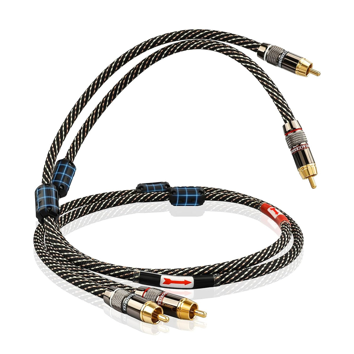 4.92ft 2RCA Male,15 AWG,4N Core,24K Player,Turntable(4.92ft/1.5m) Audiophile HiFi Audio RCA Cables - Male to OFC