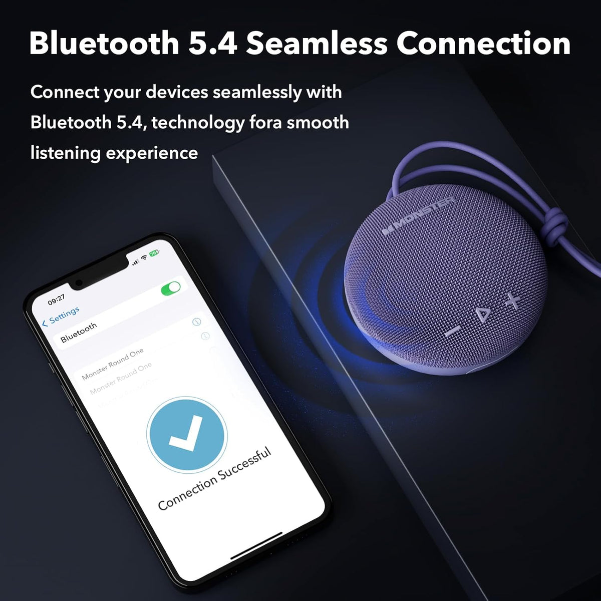 Monster Bluetooth Speaker, IPX8 Shower Speaker Waterproof, Bluetooth 5.4 with Loud HD Sound and Robust Bass, Extra Long Playtime Punchy, for Home, Beaches Portable Wireless Outdoor Speakers
