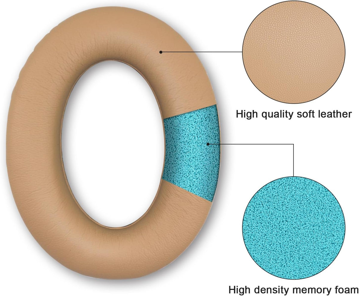 Replacement Ear Pads for Bose QuietComfort 15(qc15/QC15), Headphone Ear Covers, High Density Memory Cotton, Soft Leather, Adaptive Noise Isolation Headphones Pads Cushions-Khaki