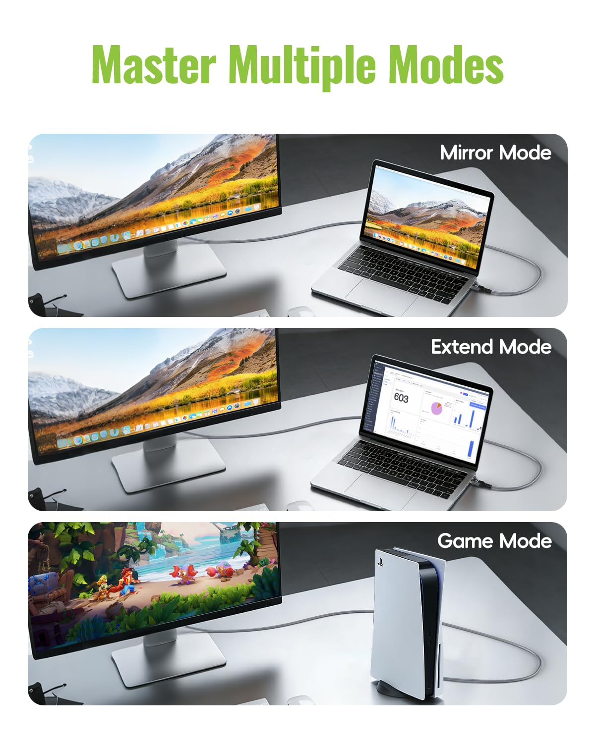 8K 1FT, 2.1 8K@60Hz 4K@120Hz, 48Gbps HDMI Extension Cable HDMI Extender Support High Speed HDMI Male to Female Adapter