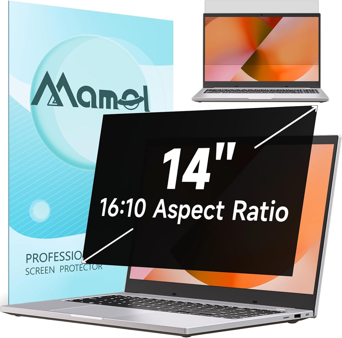 Nano Laptop Privacy Screen 14 Inch 16:10, No Glue Computer Monitor Privacy Shield, Matte Anti Glare Blue Light Filter Compatible with Lenovo Hp Dell Acer Asus Thinkpad Envy Xps