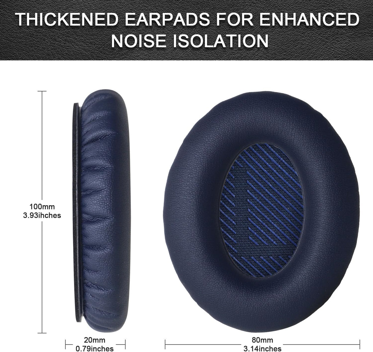 Headphones Replacement Ear Pads,for Bose Quietcomfort QC35 35 ii (Navy Blue) Ear Pads with Softer Leather, Noise Isolation Foam-Blue