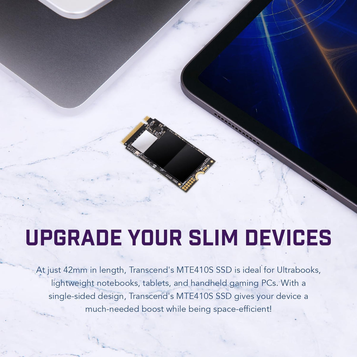 Transcend 1TB M.2 2242 SSD, Up to 5000MB/s, PCIe Gen4x4 NVMe 3D TLC, for Ultra-Thin Laptops, Lenovo ThinkPad, Yoga Gen 6, ASUS ExpertBook, ZenBook, Mini PC, DRAM-Less Design for Low Power Consumption